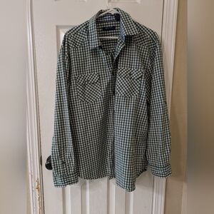 Bruno green/white long sleeve Men's button down